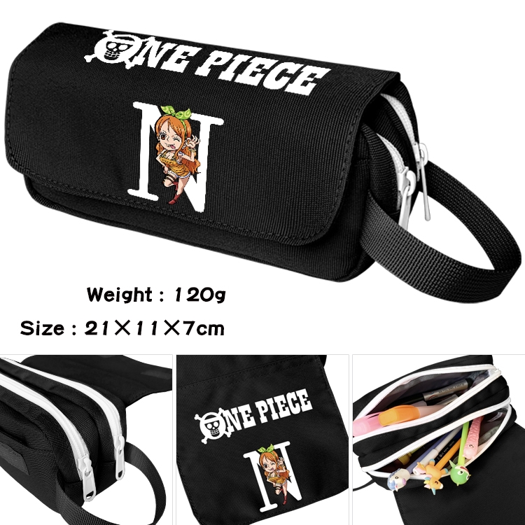 One Piece Anime waterproof canvas portable double-layer pencil bag cosmetic bag 21x11x7cm