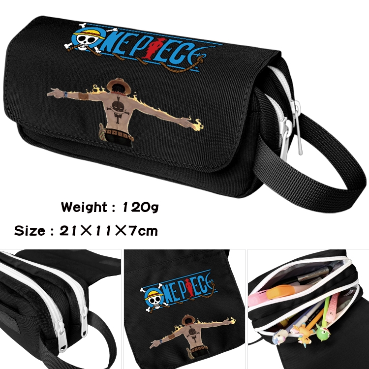 One Piece Anime waterproof canvas portable double-layer pencil bag cosmetic bag 21x11x7cm