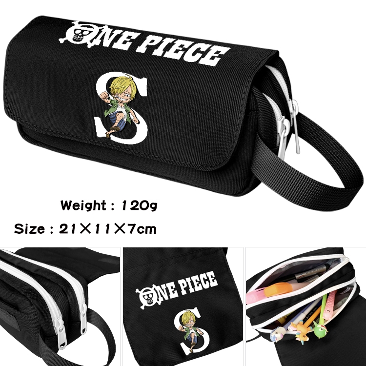One Piece Anime waterproof canvas portable double-layer pencil bag cosmetic bag 21x11x7cm