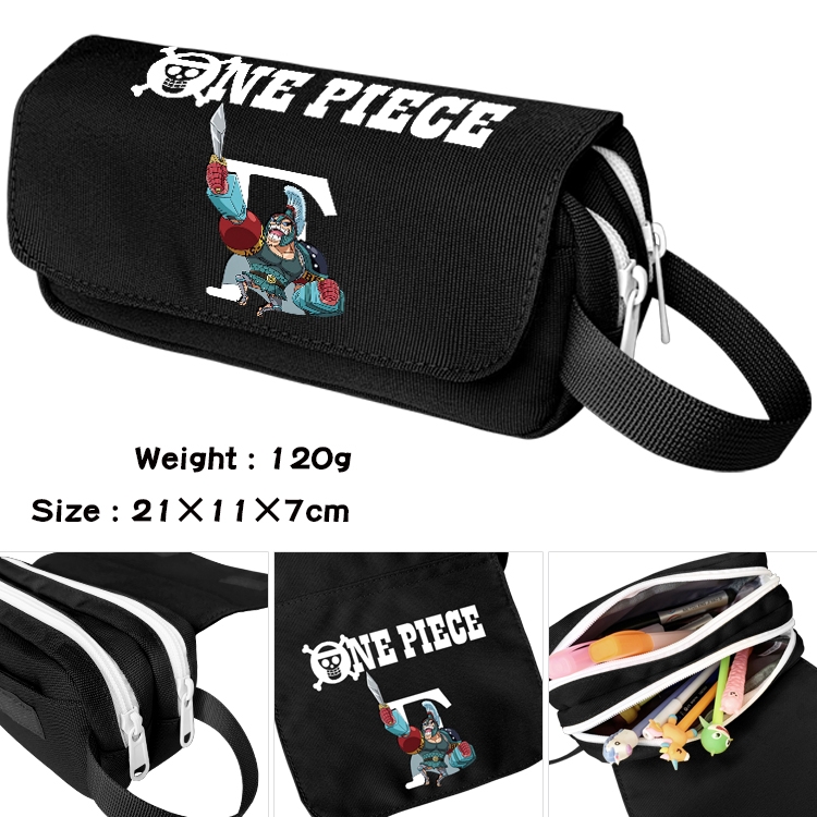 One Piece Anime waterproof canvas portable double-layer pencil bag cosmetic bag 21x11x7cm