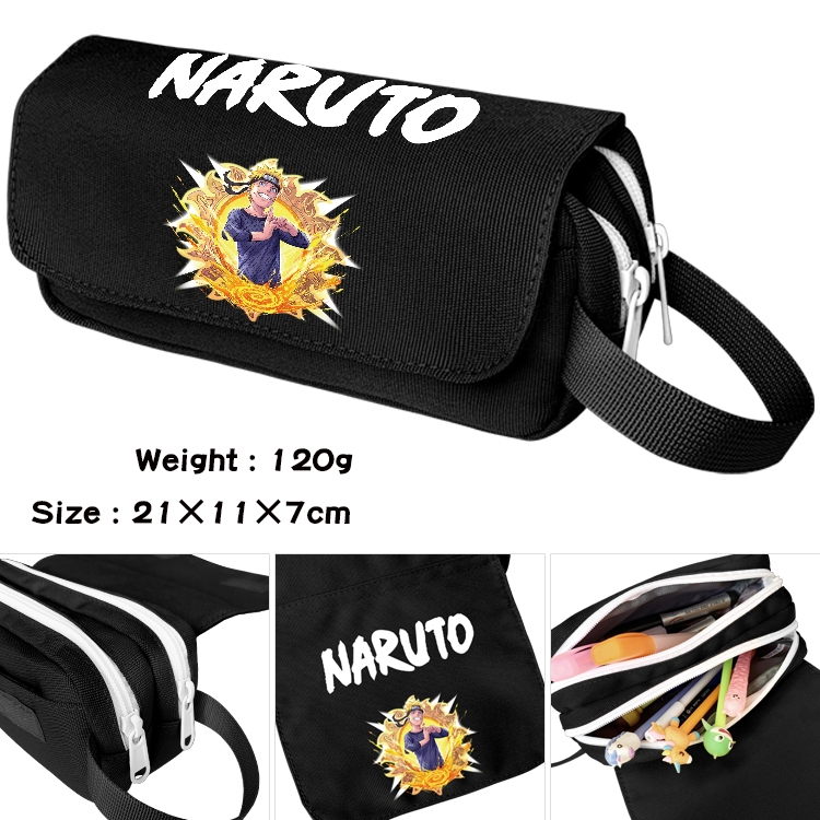 Naruto Anime waterproof canvas portable double-layer pencil bag cosmetic bag 21x11x7cm