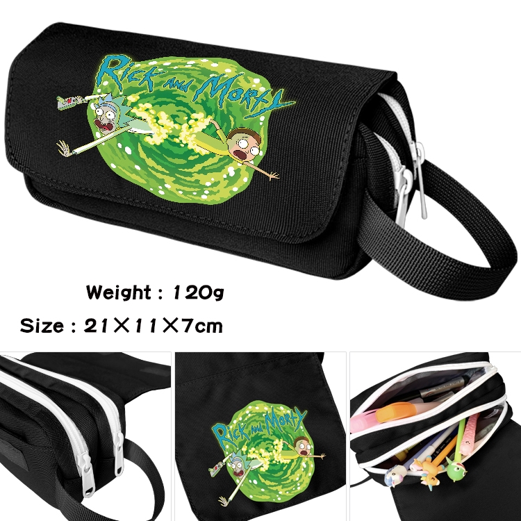 Rick and Morty Anime waterproof canvas portable double-layer pencil bag cosmetic bag 21x11x7cm