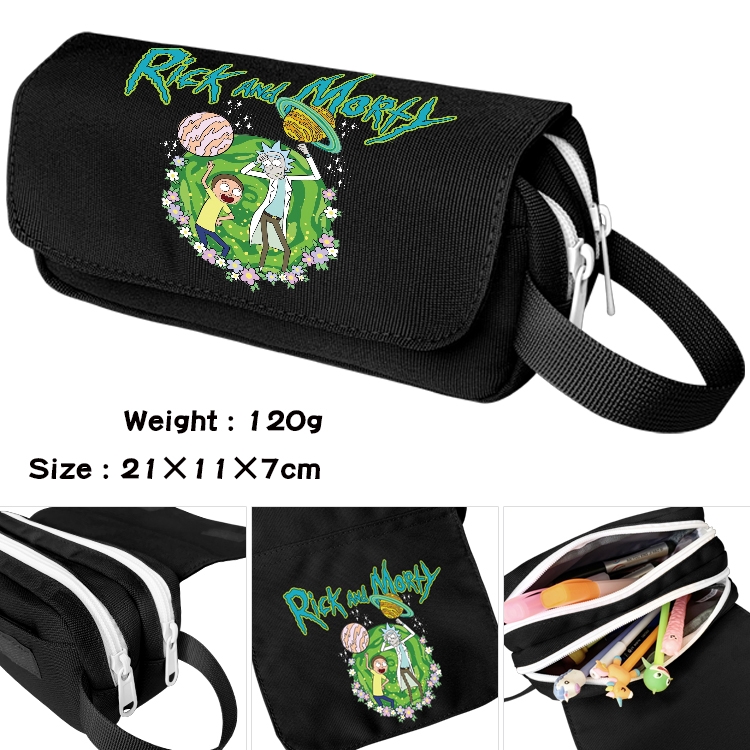 Rick and Morty Anime waterproof canvas portable double-layer pencil bag cosmetic bag 21x11x7cm