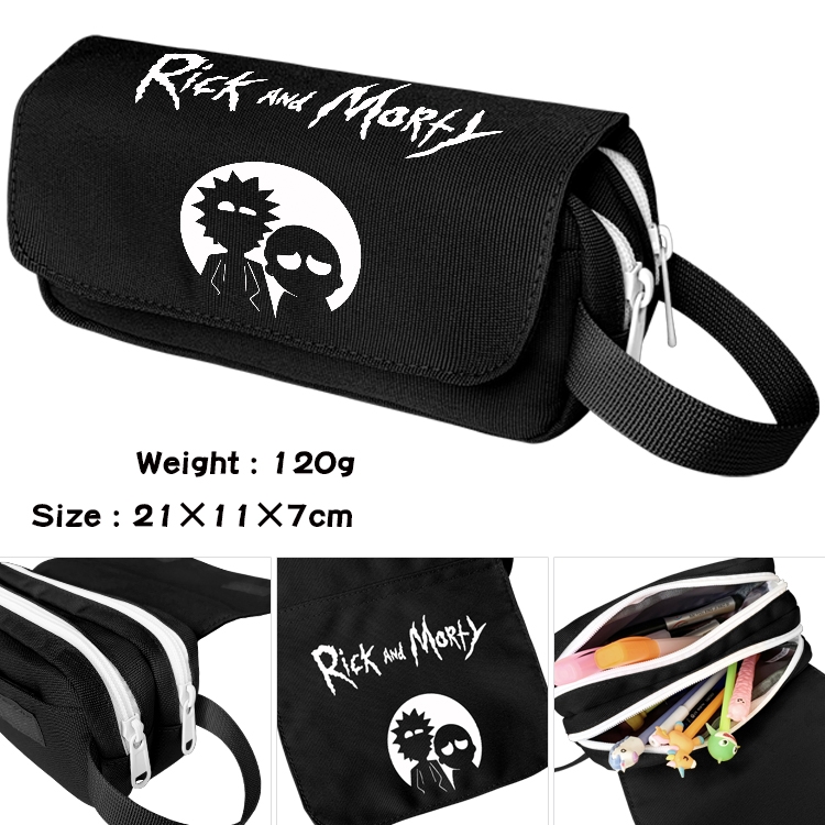 Rick and Morty Anime waterproof canvas portable double-layer pencil bag cosmetic bag 21x11x7cm