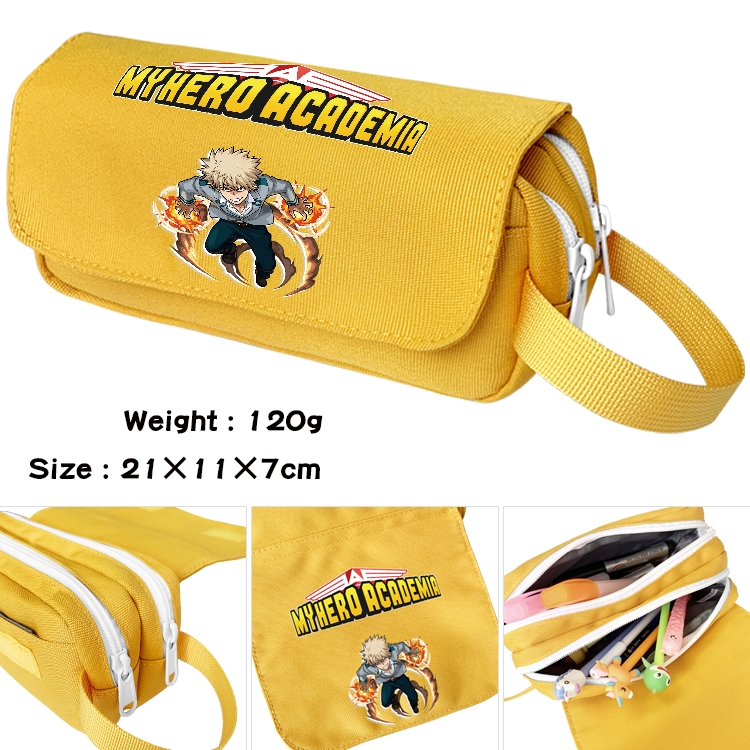 My Hero Academia Anime waterproof canvas portable double-layer pencil bag cosmetic bag 21x11x7cm