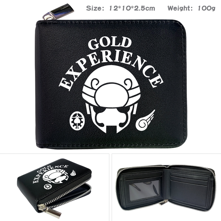 JoJos Bizarre Adventure Anime zipper black leather half-fold wallet 12X10X2.5CM