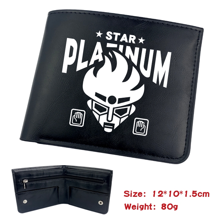 JoJos Bizarre Adventure Animation soft leather inner buckle black leather wallet 12X10X1.5CM