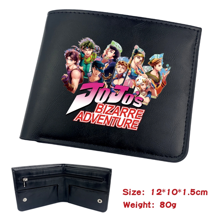 JoJos Bizarre Adventure Animation soft leather inner buckle black leather wallet 12X10X1.5CM