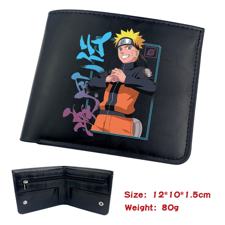 Naruto Animation soft leather inner buckle black leather wallet 12X10X1.5CM