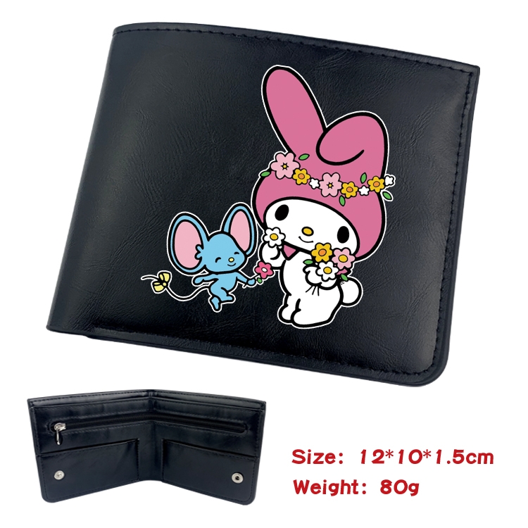 Fantasy magic melody Animation soft leather inner buckle black leather wallet 12X10X1.5CM