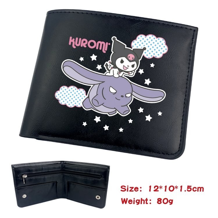 Fantasy magic melody Animation soft leather inner buckle black leather wallet 12X10X1.5CM