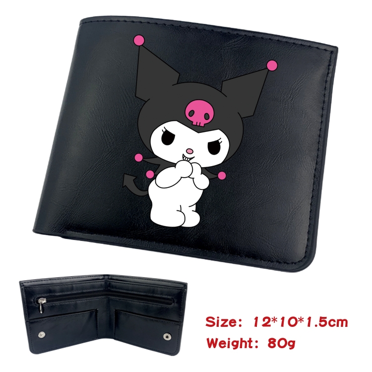 Fantasy magic melody Animation soft leather inner buckle black leather wallet 12X10X1.5CM