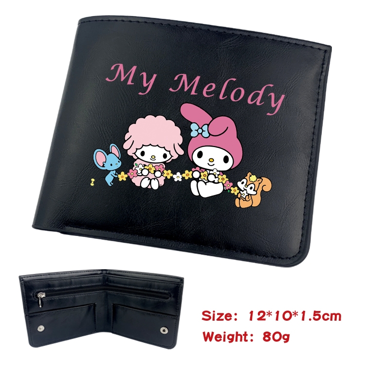 Fantasy magic melody Animation soft leather inner buckle black leather wallet 12X10X1.5CM