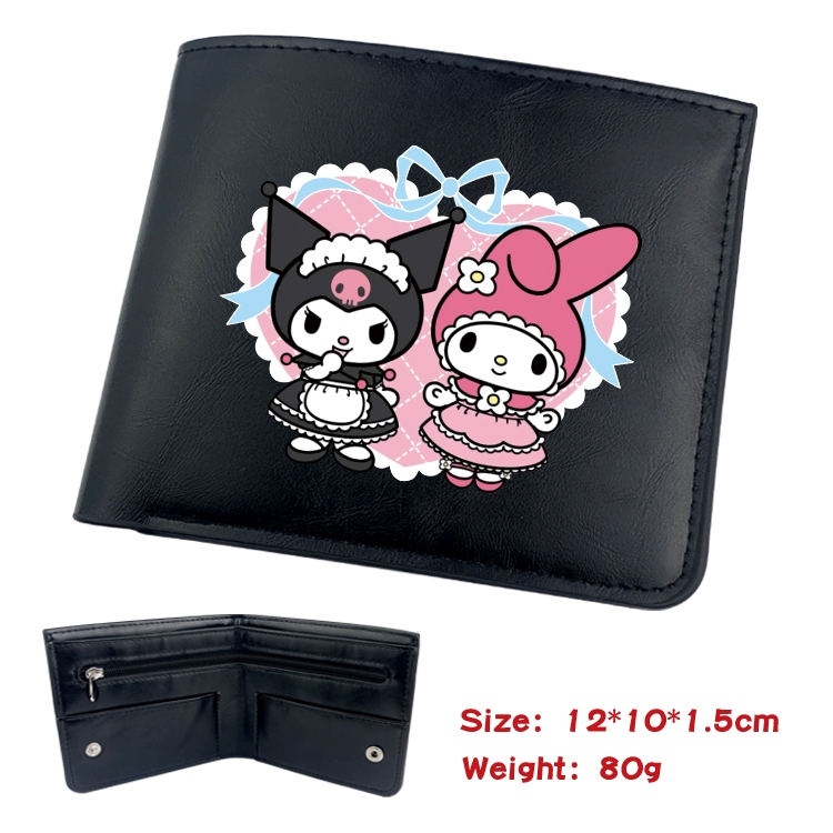 Fantasy magic melody Animation soft leather inner buckle black leather wallet 12X10X1.5CM