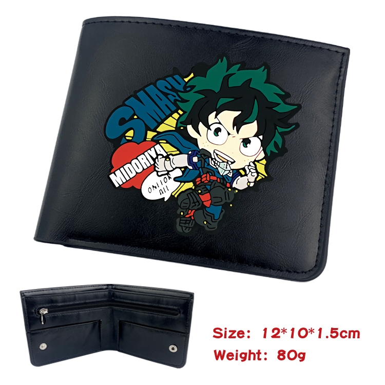 My Hero Academia Animation soft leather inner buckle black leather wallet 12X10X1.5CM