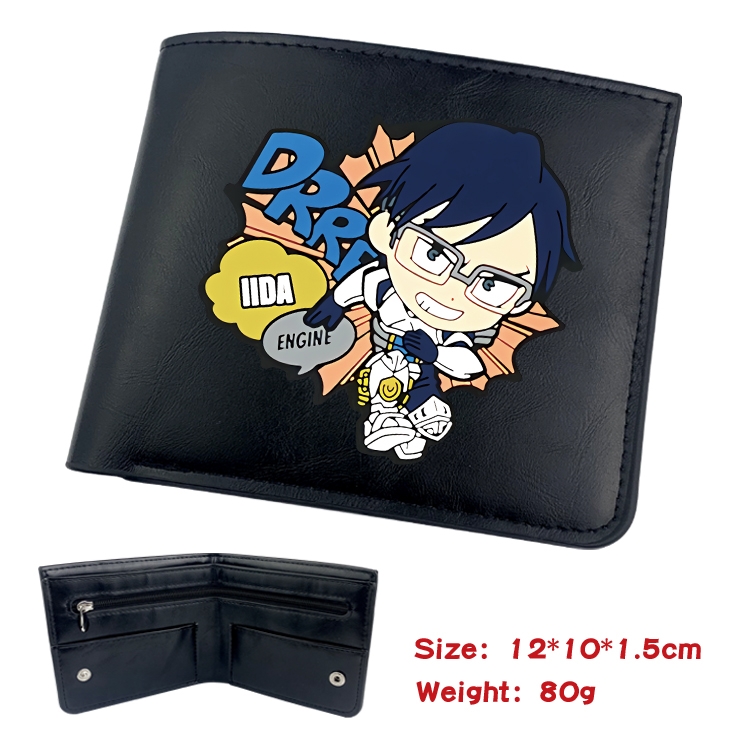 My Hero Academia Animation soft leather inner buckle black leather wallet 12X10X1.5CM
