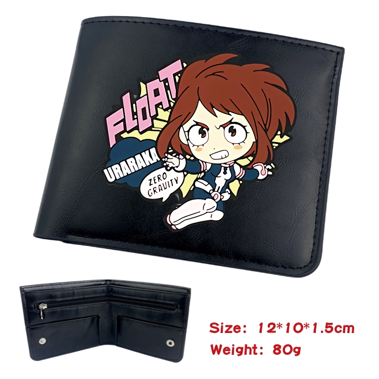 My Hero Academia Animation soft leather inner buckle black leather wallet 12X10X1.5CM