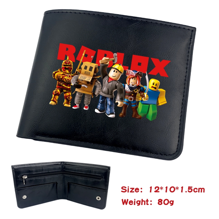 Robllox Animation soft leather inner buckle black leather wallet 12X10X1.5CM