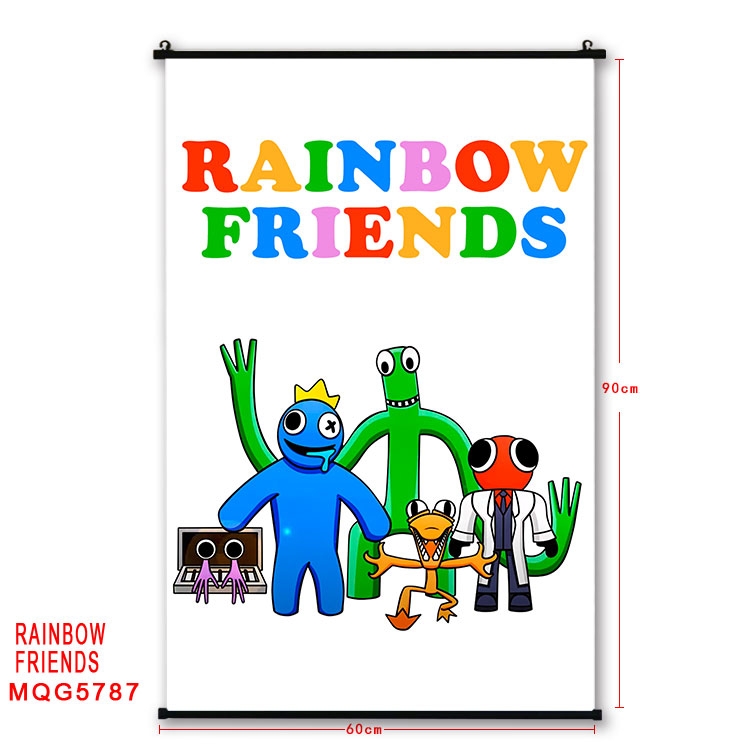 Rainbow friends Anime black Plastic rod Cloth painting Wall Scroll 60X90CM MQG-5787