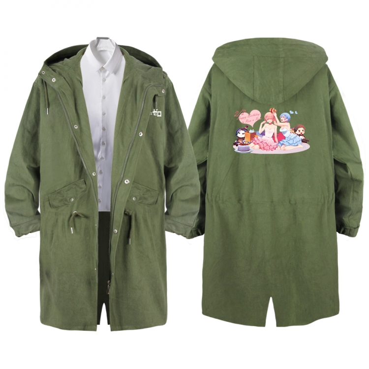 Re:Zero kara Hajimeru Isekai Seikatsu Anime Peripheral Hooded Long Windbreaker Jacket from S to 3XL