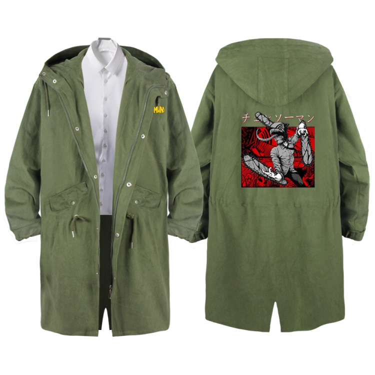 Chainsaw man Anime Peripheral Hooded Long Windbreaker Jacket from S to 3XL