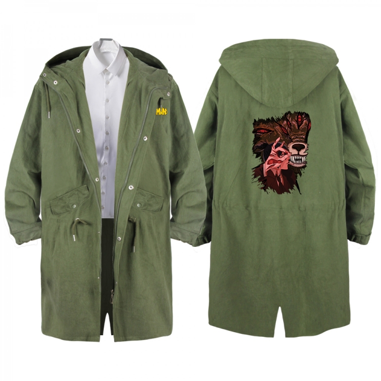 Chainsaw man Anime Peripheral Hooded Long Windbreaker Jacket from S to 3XL