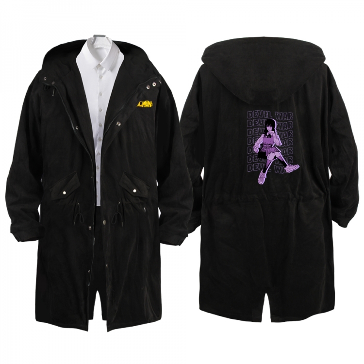 Chainsaw man Anime Peripheral Hooded Long Windbreaker Jacket from S to 3XL