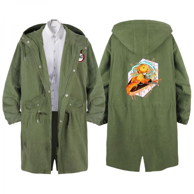Demon Slayer Kimets Anime Peripheral Hooded Long Windbreaker Jacket from S to 3XL