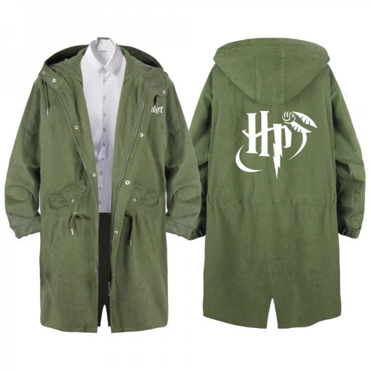 Harry Potter Anime Peripheral Hooded Long Windbreaker Jacket from S to 3XL