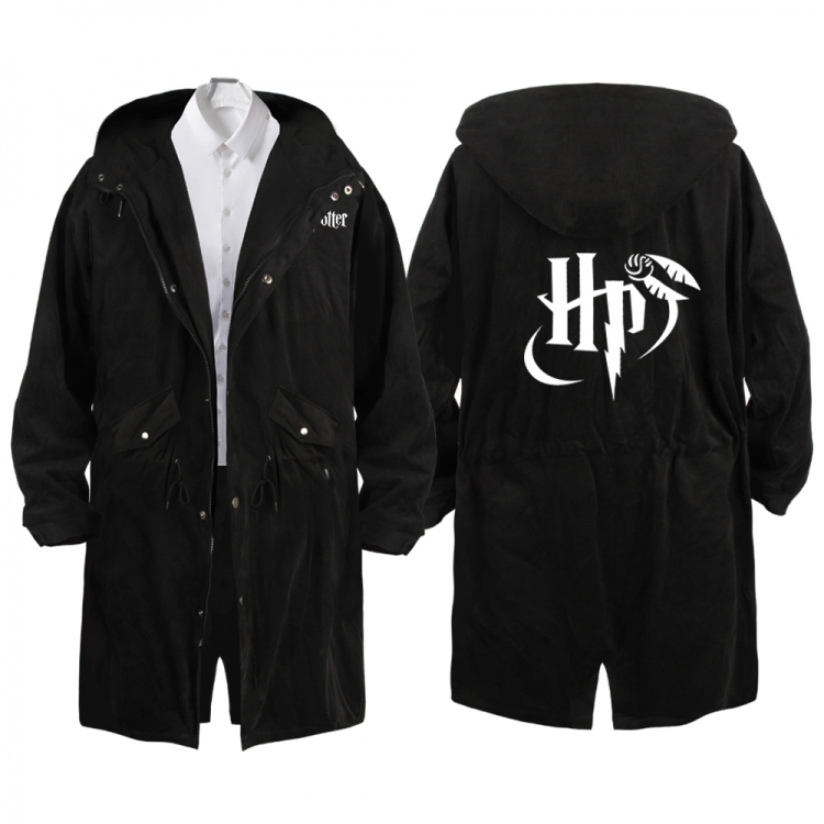 Harry Potter Anime Peripheral Hooded Long Windbreaker Jacket from S to 3XL