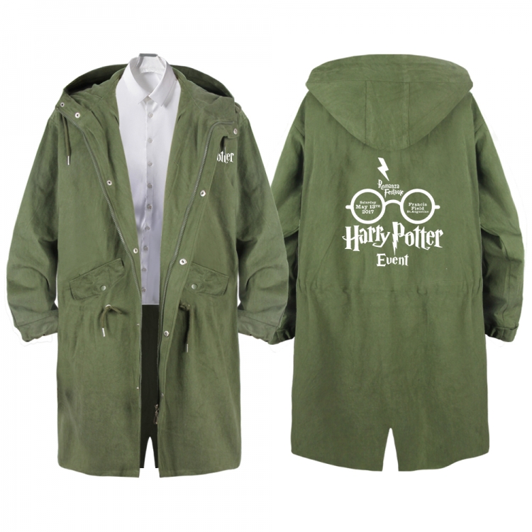 Harry Potter Anime Peripheral Hooded Long Windbreaker Jacket from S to 3XL
