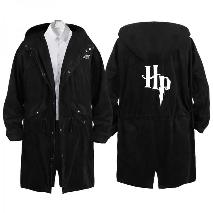 Harry Potter Anime Peripheral Hooded Long Windbreaker Jacket from S to 3XL
