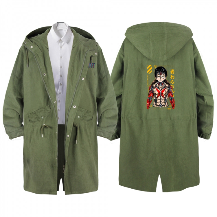 One Piece Anime Peripheral Hooded Long Windbreaker Jacket from S to 3XL