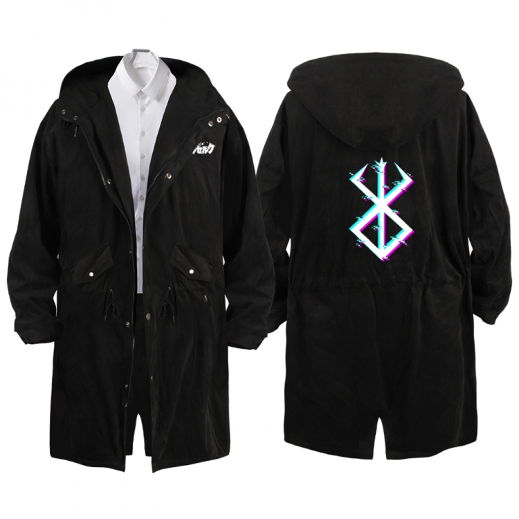 BERSERK Anime Peripheral Hooded Long Windbreaker Jacket from S to 3XL