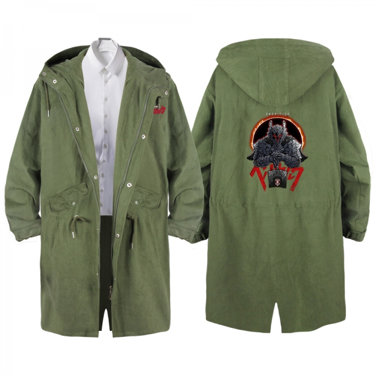 BERSERK Anime Peripheral Hooded Long Windbreaker Jacket from S to 3XL