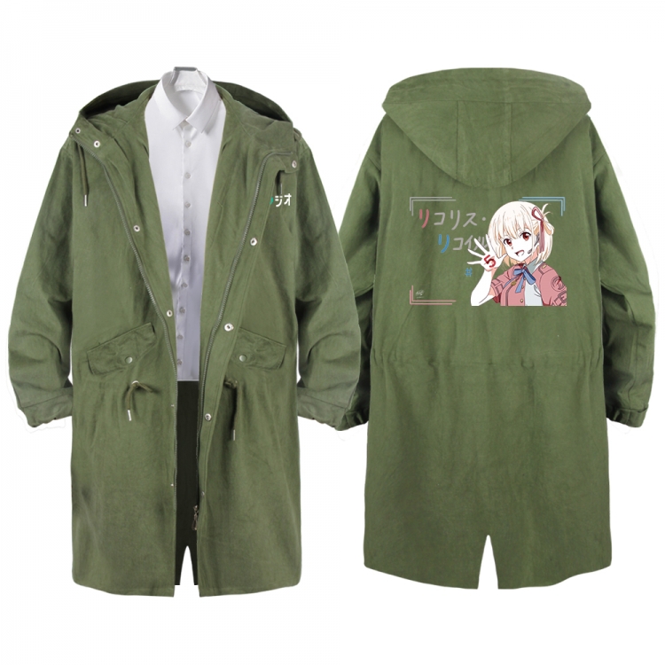 Lycoris Recoil Anime Peripheral Hooded Long Windbreaker Jacket from S to 3XL