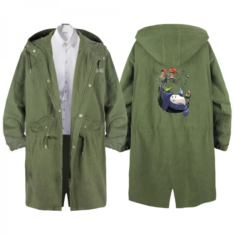 TOTORO Anime Peripheral Hooded Long Windbreaker Jacket from S to 3XL