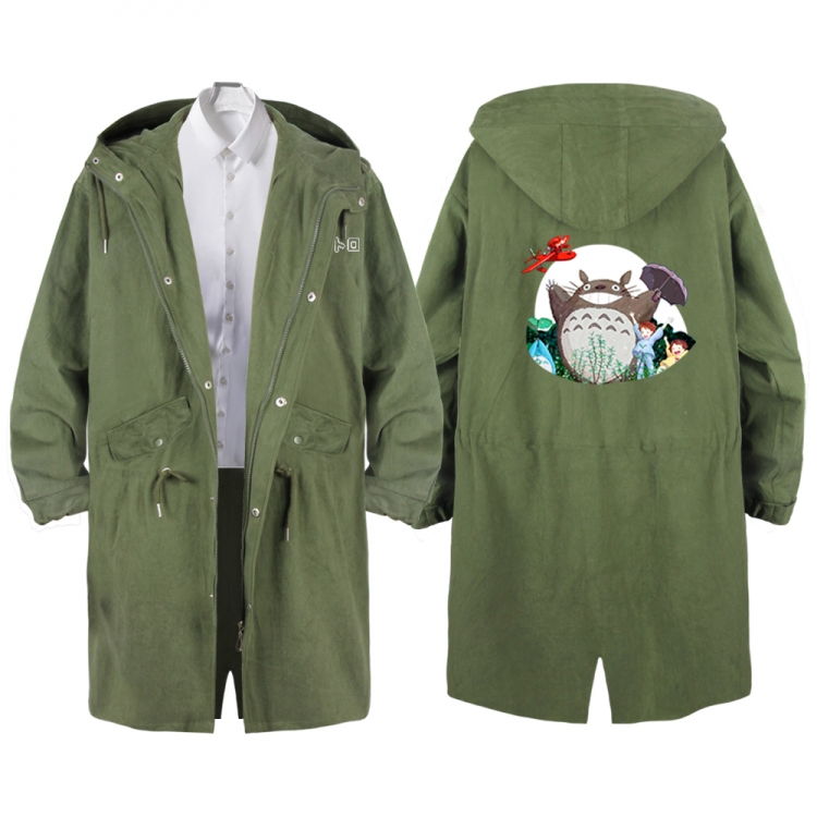 TOTORO Anime Peripheral Hooded Long Windbreaker Jacket from S to 3XL