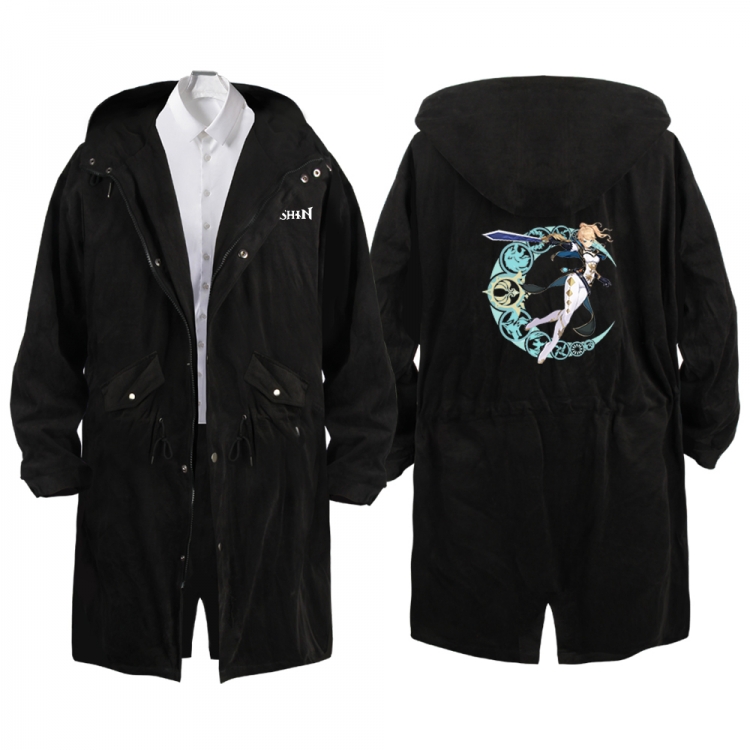Genshin Impact Anime Peripheral Hooded Long Windbreaker Jacket from S to 3XL