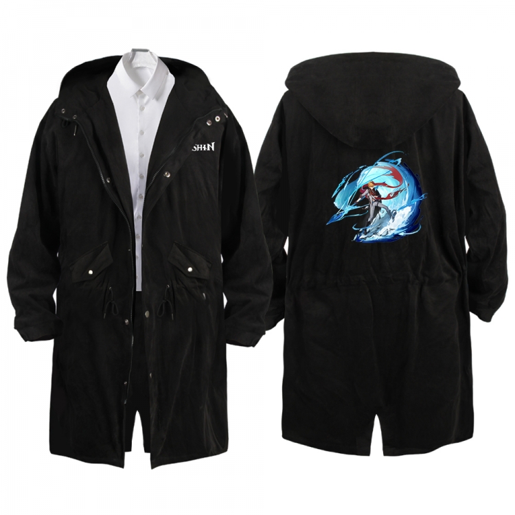 Genshin Impact Anime Peripheral Hooded Long Windbreaker Jacket from S to 3XL
