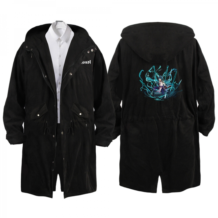 Genshin Impact Anime Peripheral Hooded Long Windbreaker Jacket from S to 3XL
