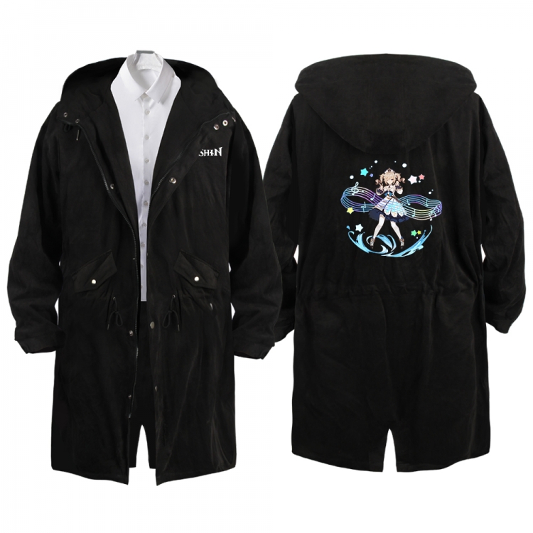 Genshin Impact Anime Peripheral Hooded Long Windbreaker Jacket from S to 3XL