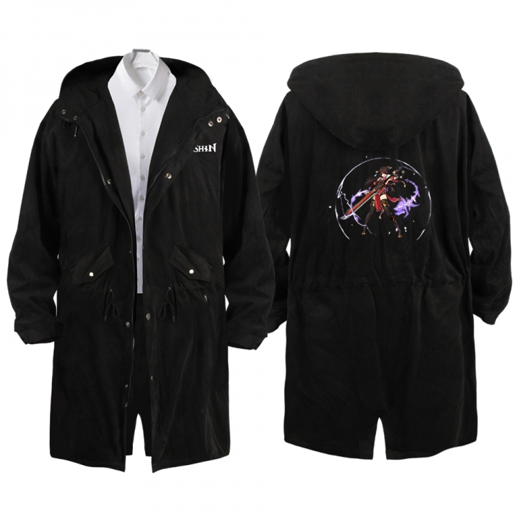 Genshin Impact Anime Peripheral Hooded Long Windbreaker Jacket from S to 3XL