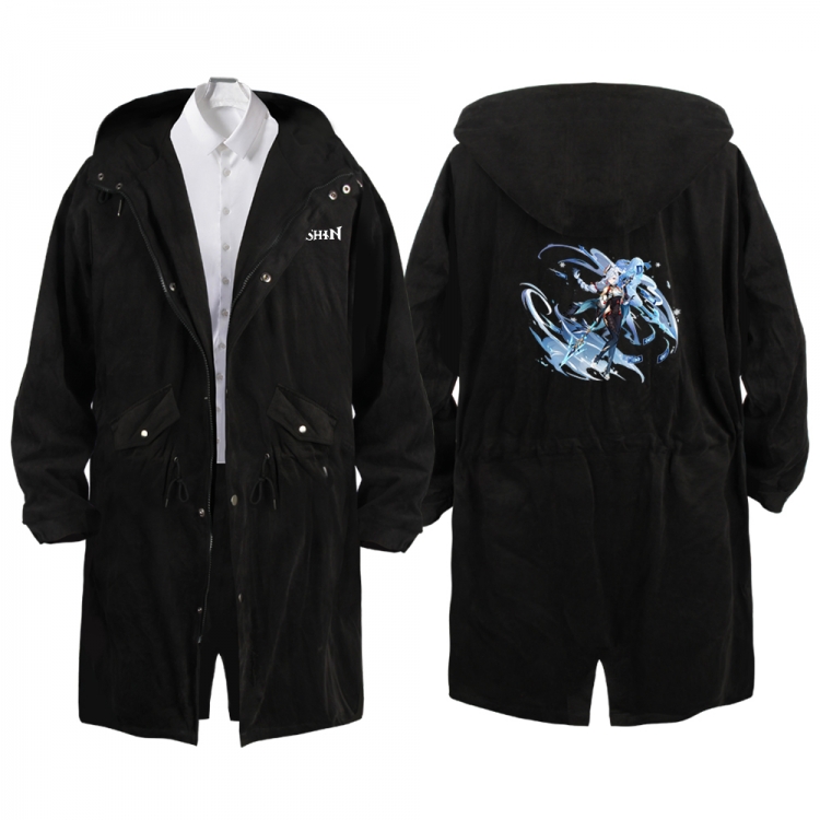 Genshin Impact Anime Peripheral Hooded Long Windbreaker Jacket from S to 3XL