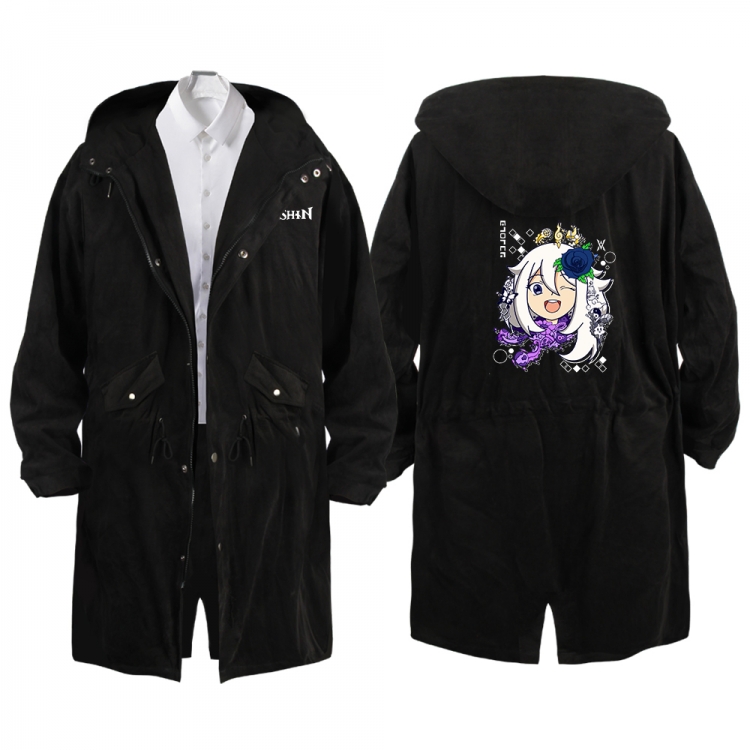 Genshin Impact Anime Peripheral Hooded Long Windbreaker Jacket from S to 3XL