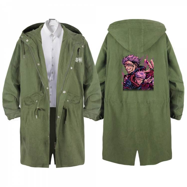 Jujutsu Kaisen Anime Peripheral Hooded Long Windbreaker Jacket from S to 3XL