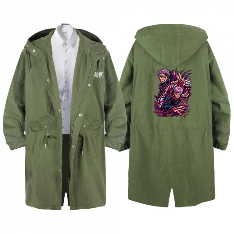 Jujutsu Kaisen Anime Peripheral Hooded Long Windbreaker Jacket from S to 3XL