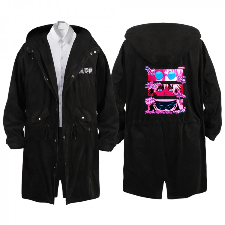 Jujutsu Kaisen Anime Peripheral Hooded Long Windbreaker Jacket from S to 3XL
