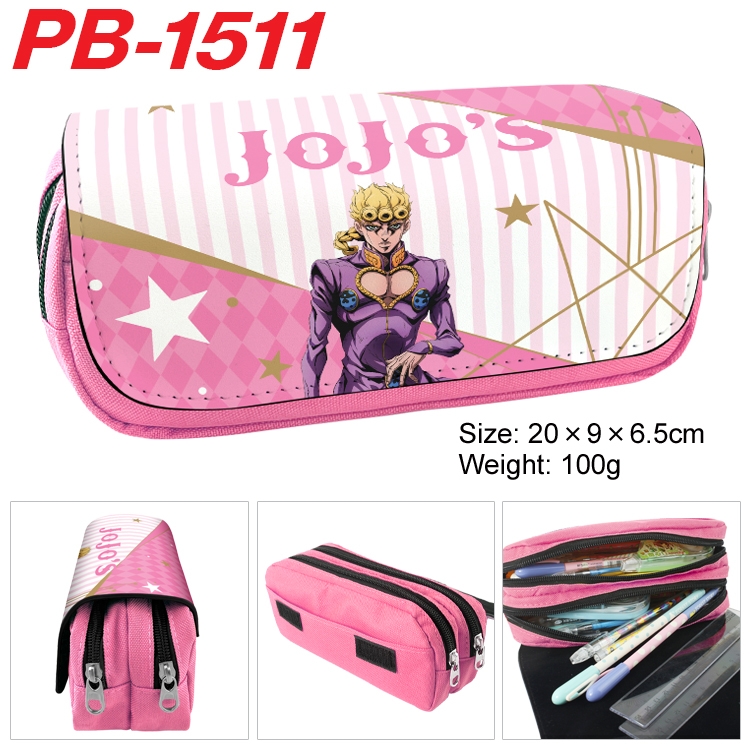 JoJos Bizarre Adventure Cartoon double-layer PU leather printing pencil case 20×9×6.5cm PB-1511