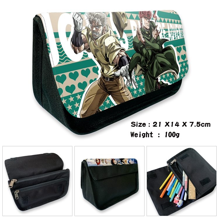 JoJos Bizarre Adventure Anime Velcro canvas zipper pencil case Pencil Bag 21×14×7.5cm
